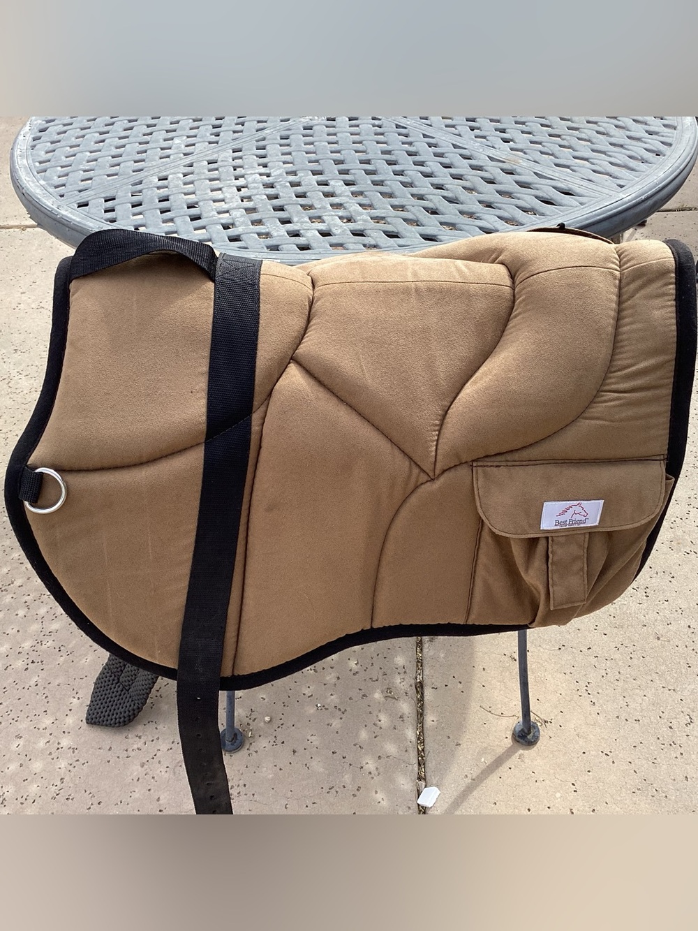 Best Friend brand Tan Bareback Padded horse Pad with D-Ring and Pocket - Picture 2 of 5